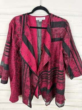 Caroline Rose Metallic Jacquard Open Front Topper Jacket XL